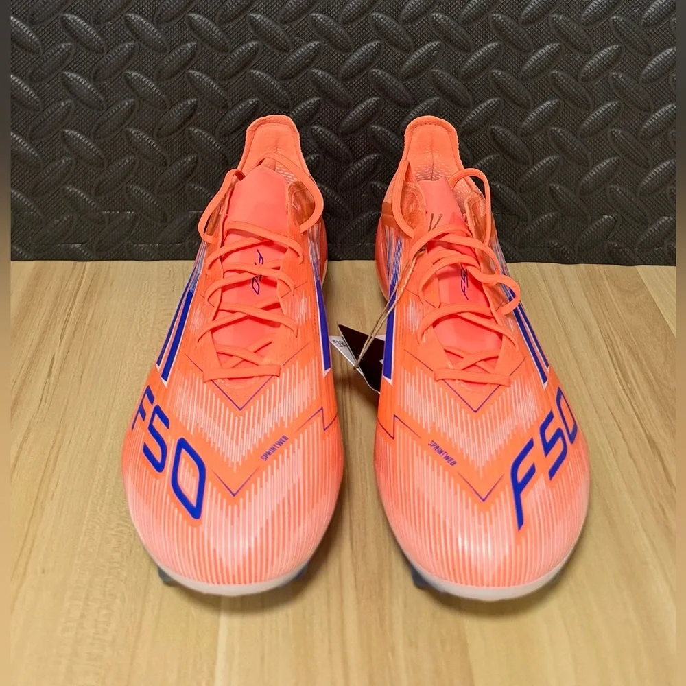 Adidas F50‎ Elite AG Soccer Cleats Beam Orange Blue JH7637 Mens Size 8